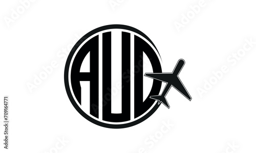 AUO three initial letter circle tour & travel agency logo design vector template. hajj Umrah agency, abstract, wordmark, business, monogram, minimalist, brand, company, flat, tourism agency, tourist