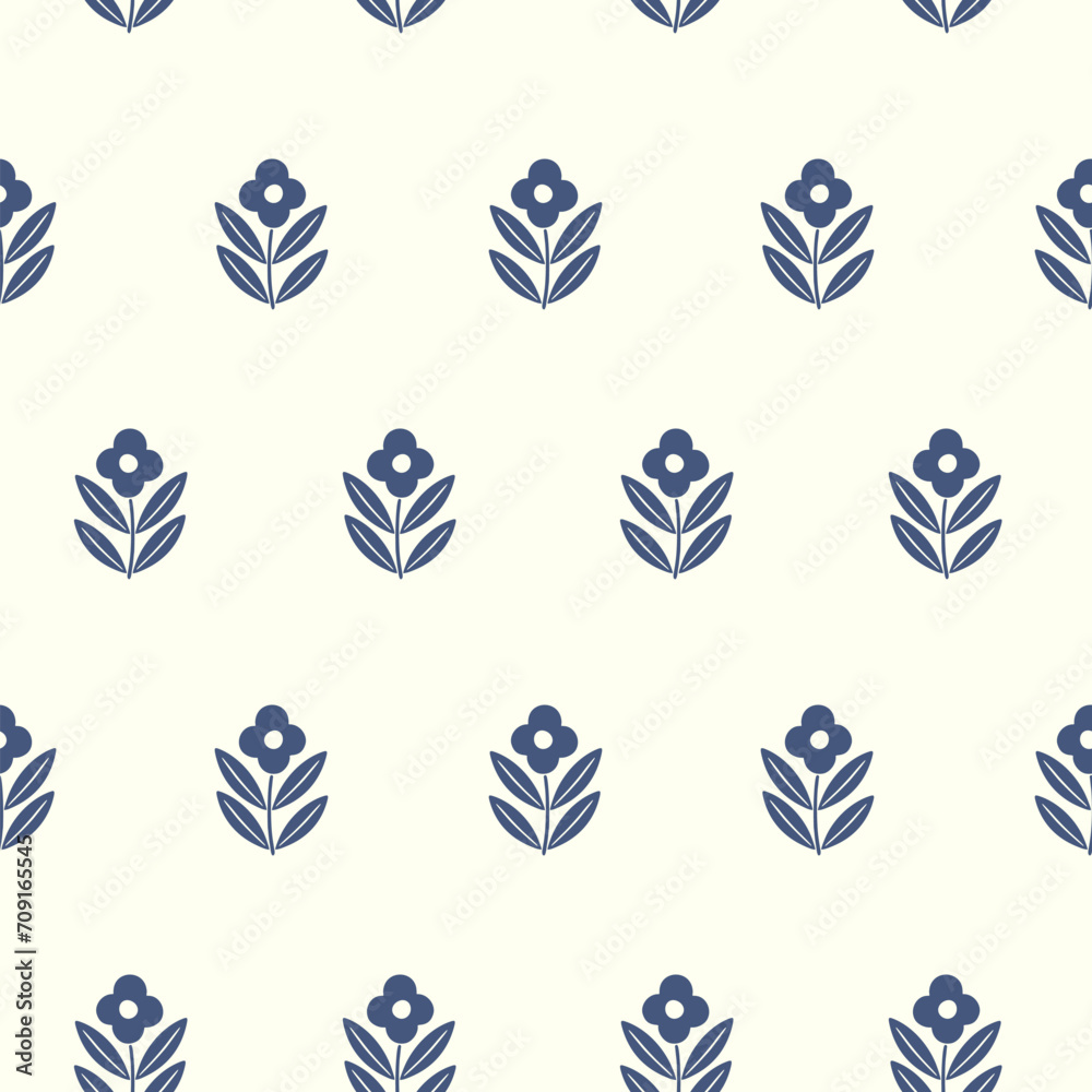 Hand drawn decorative doodle flowers seamless pattern, silhouette scandinavian simple flower texture Hand drawn decorative doodle flowers seamless pattern, silhouette scandinavian simple flower texture