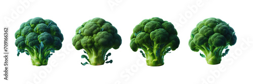 Set of Delicious broccoli, isolated over on transparent white background