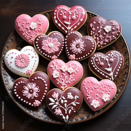 Chocolate heart shaped cookies
