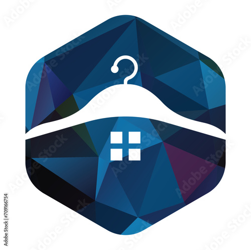 Fashion house logo design template illustration. House with hanger logo vector design.