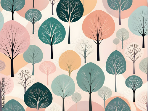 minimalist-trees-pattern-watercolor-style-wallpaper-design-trending-on-art-station-space