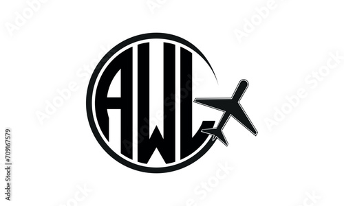 AWL three initial letter circle tour & travel agency logo design vector template. hajj Umrah agency, abstract, wordmark, business, monogram, minimalist, brand, company, flat, tourism agency, tourist
