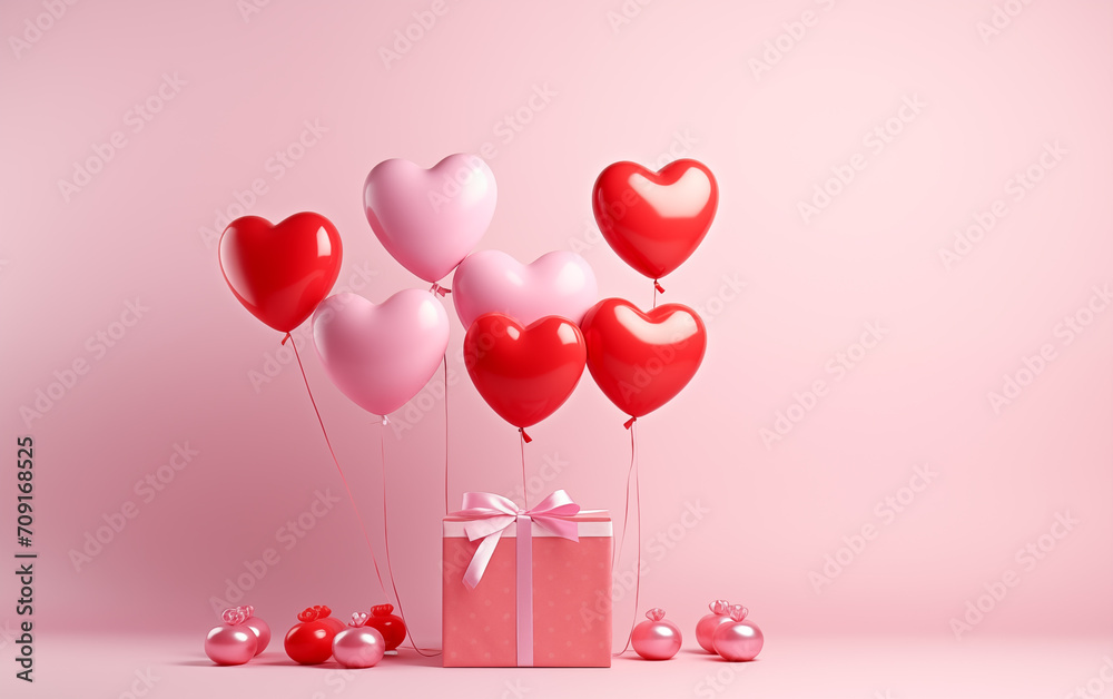 Hearts and balls for Valentine's Day on an isolated white background Generated AI