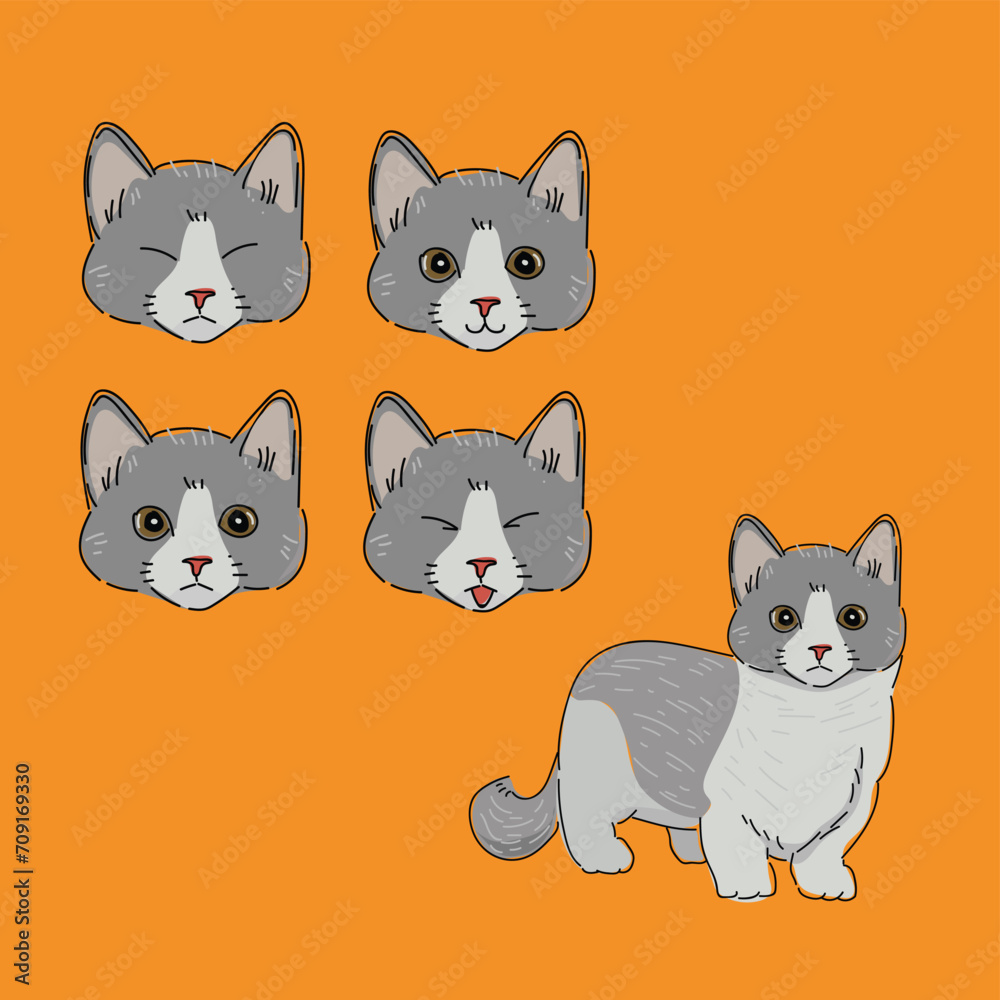 Fototapeta premium munchkin cat illustration cartoon vector design