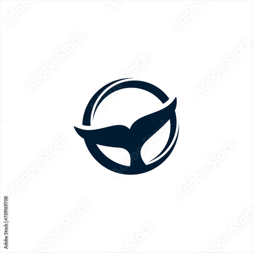 Orca with letter O logo design template