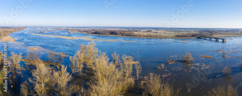 flooded River Landscape, Panorama, Aerial View, Germany, Poland, Border, Europe