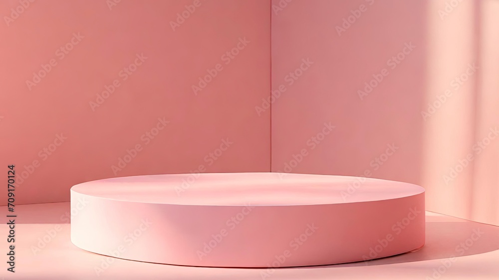 3d rendering of minimal scene of blank podium with Valentine's Day theme. Display stand for product presentation mock up.