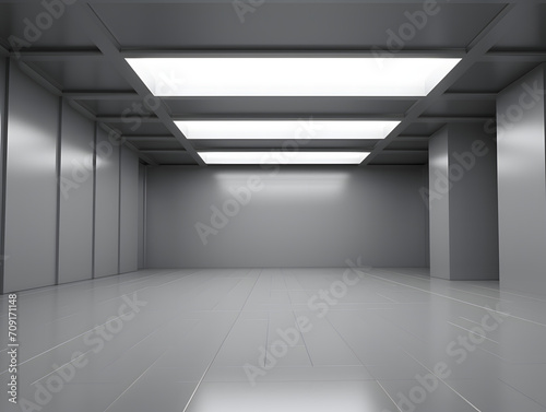 Rectangular fields empty gray room with a dark silver and black light