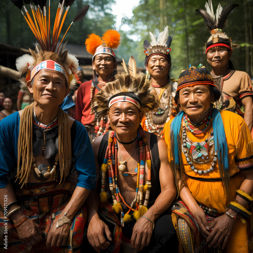 A group of people in traditional cultural attire.