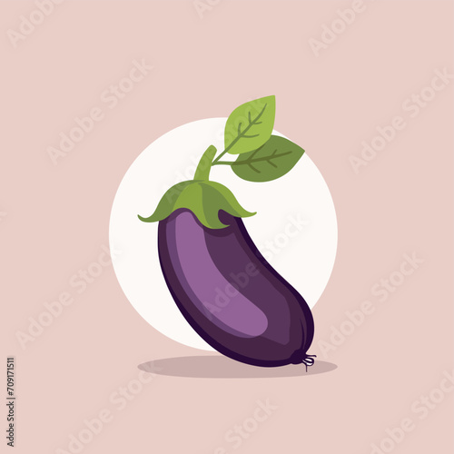 Cute eggplant aubergine cartoon illustration vector design