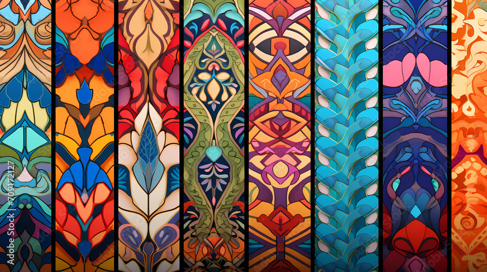 Cultural Mosaic: Diverse Pattern of Colors and Shapes Cultural Mosaic: Diverse Pattern of Colors and Shapes