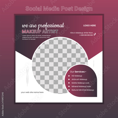  vector beauty salon instagram & facebook post template design tample with fully editable and two colors.