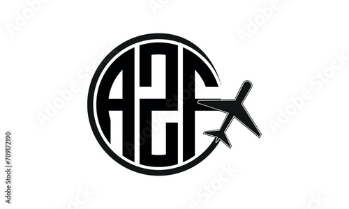 AZF three initial letter circle tour & travel agency logo design vector template. hajj Umrah agency, abstract, wordmark, business, monogram, minimalist, brand, company, flat, tourism agency, tourist