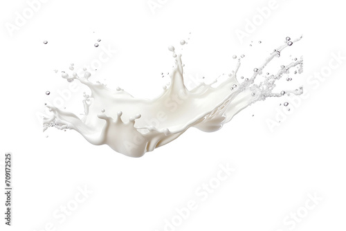  A white liquid splashing in the air on transparent background,AI generative.