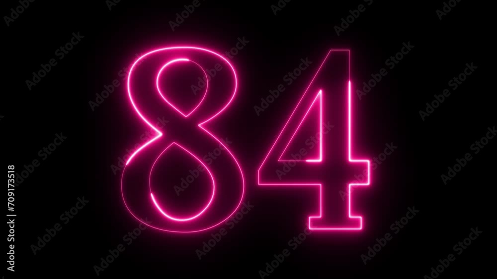 Number on Neon loop animation. frame video 4K shiny number, Neon Number Burning Effect, Count Number