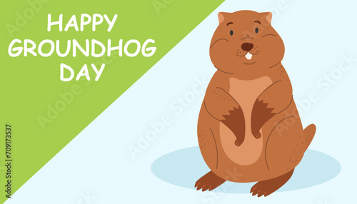 Happy Groundhog Day vector illustration.