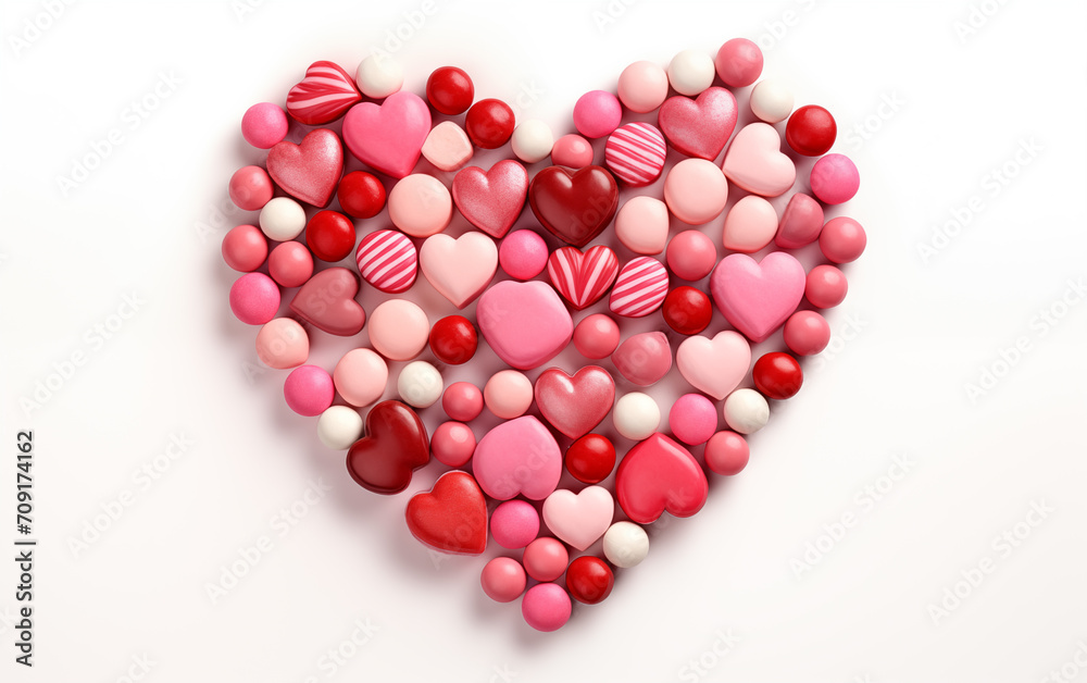 Valentine's Day hearts candy Isolated on White background Generated AI Valentine's Day hearts candy Isolated on White background Generated AI
