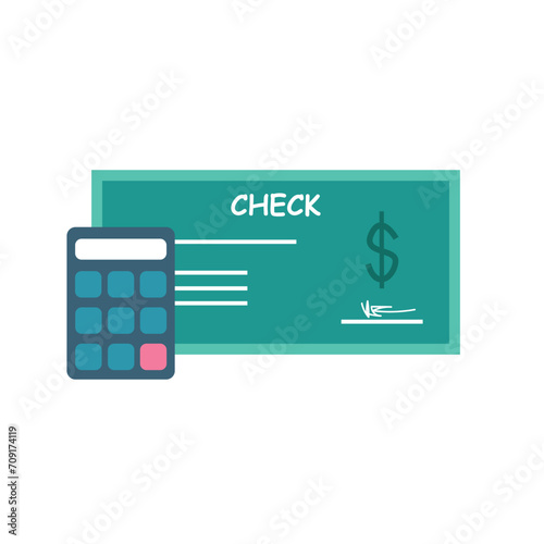 Paycheck and Calculator Illustration Flat Design