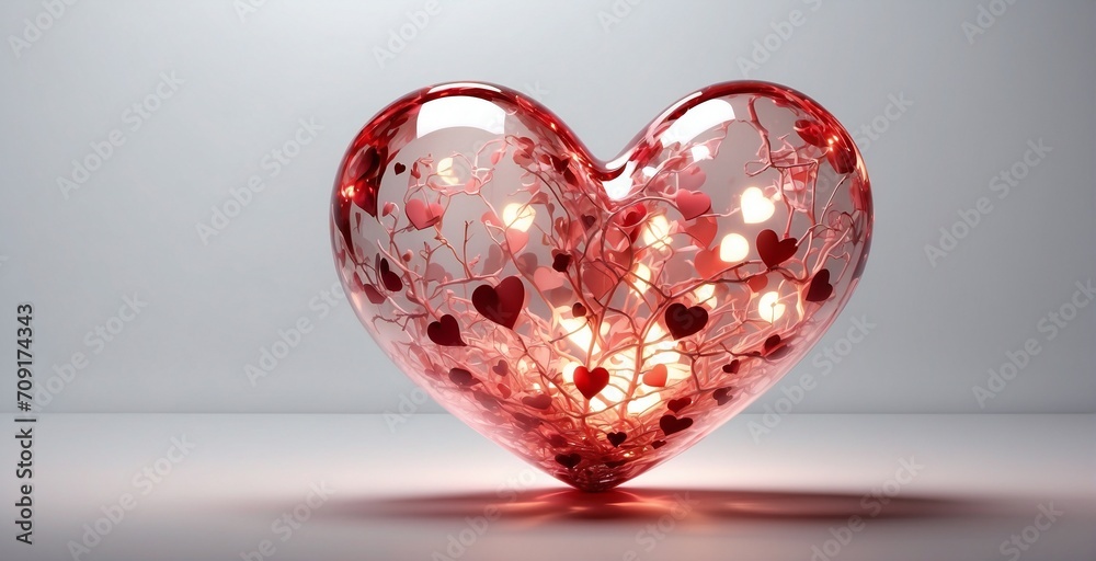 red heart in glass