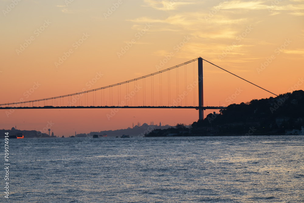 Istanbul sunset. Panorama Istanbul and bosporus Istanbul sunset. Panorama Istanbul and bosporus
