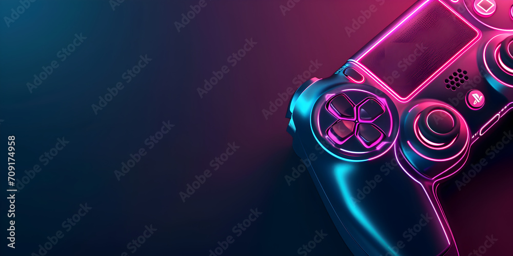 A purple and black game controller , DualShock controller. ai generative - obrazy, fototapety, plakaty 