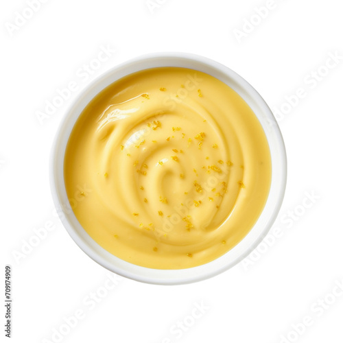 Top View Mustard sauce isolated transparent  Generative AI