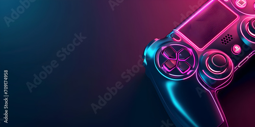 A purple and black game controller , DualShock controller. ai generative photo