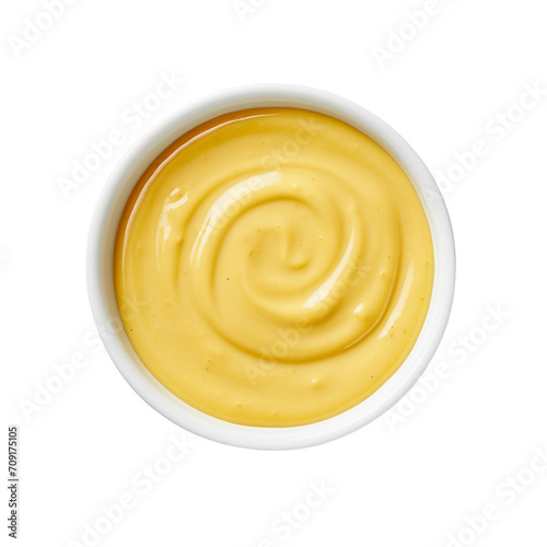 Top View Mustard sauce isolated transparent, Generative AI photo