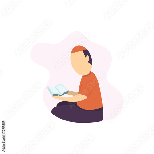 man reading the Koran design vector illustration