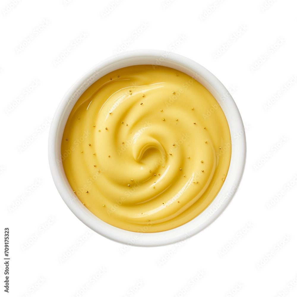 Top View Mustard sauce isolated transparent, Generative AI Top View Mustard sauce isolated transparent, Generative AI