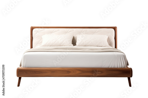 Modern Queen Size Bed isolated on transparent background. PNG file, cut out
