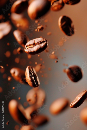 Coffee beans splash fresh. Selective focus.