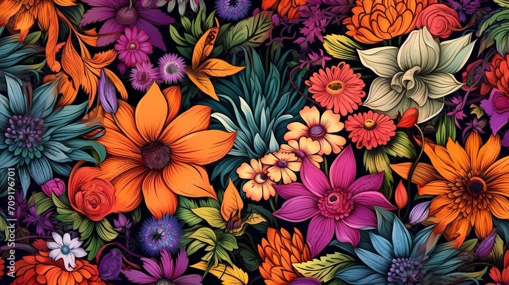 Intricate and Colorful Flower Pattern