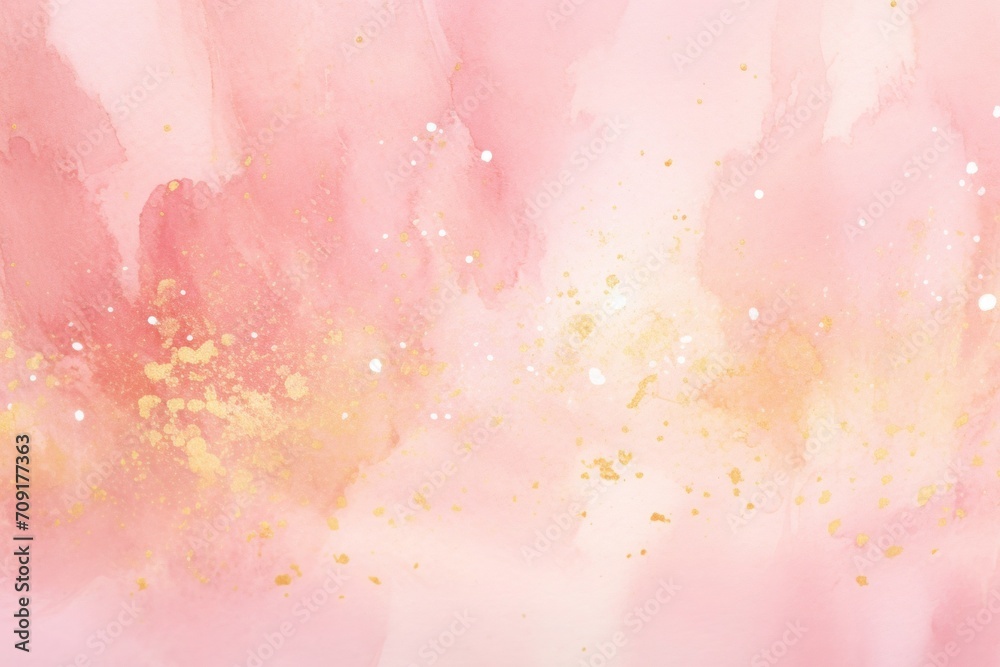 Soft and romantic watercolor texture with a delicate gold splash, abstract watercolor background with space