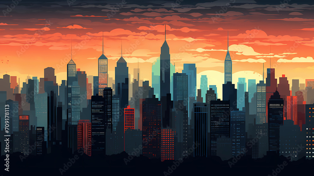 Fototapeta premium Urban Silhouettes: A Unique Cityscape Pattern