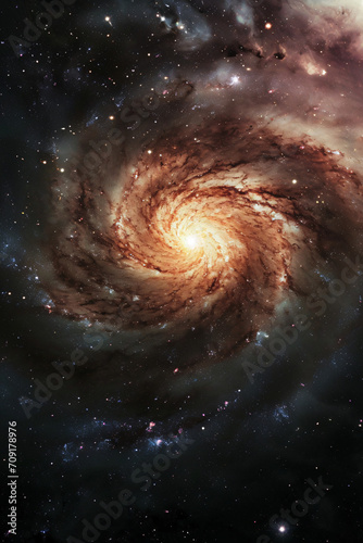 Spiral galaxy and stars, deep space swirl galaxy © Dennis