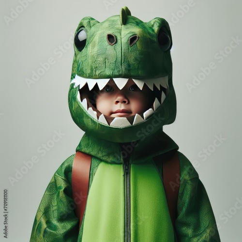 child in dinosaur costume 
