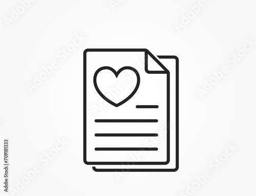 valentine letter line icon. love and romantic symbol. vector image for valentines day design