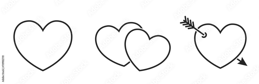 hearts line icons. love and romantic symbols. vector elements for valentines day design - obrazy, fototapety, plakaty 
