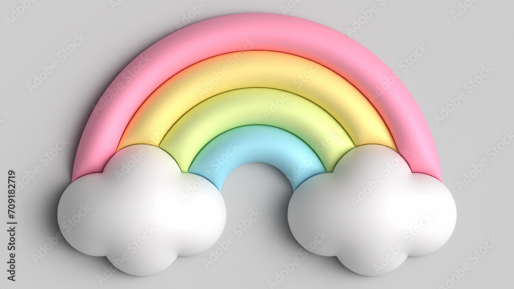 3D Light Pastel Rainbow with Clouds 3D Light Pastel Rainbow with Clouds
