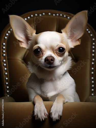 Chihuahua Dog Sitting on a Chair - Animal art made with Generative AI