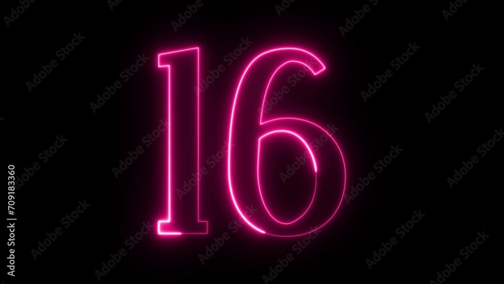 Number on Neon loop animation. frame video 4K shiny number, Neon Number Burning Effect, Count Number