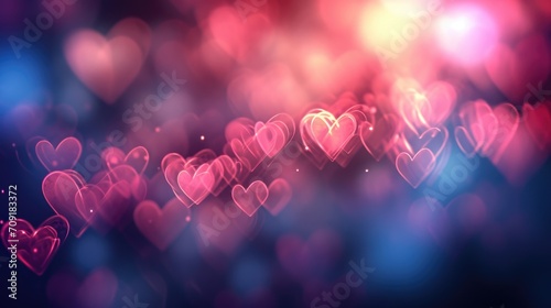 Background of blurred hearts, creating a soft, dreamy effect that is synonymous with romance and love, perfect for Valentine's Day themes or romantic decorations photo