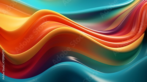 Vibrant abstract 3d rendering: colorful liquid flow in dynamic wavy background