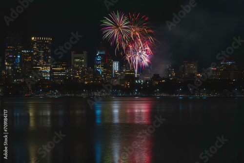 New year fireworks over Boston skyline and Charles River © ZacksPhoto