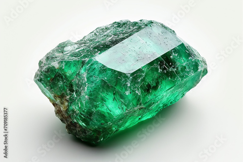 Emerald Gemstone isolated on the white background