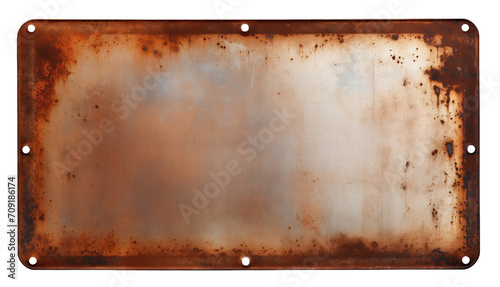 Rusted surface on a metal plate isolated on transparent background. PNG file, cut out