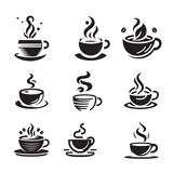 Steamy Assortment of Stylized Coffee Cup Icons
