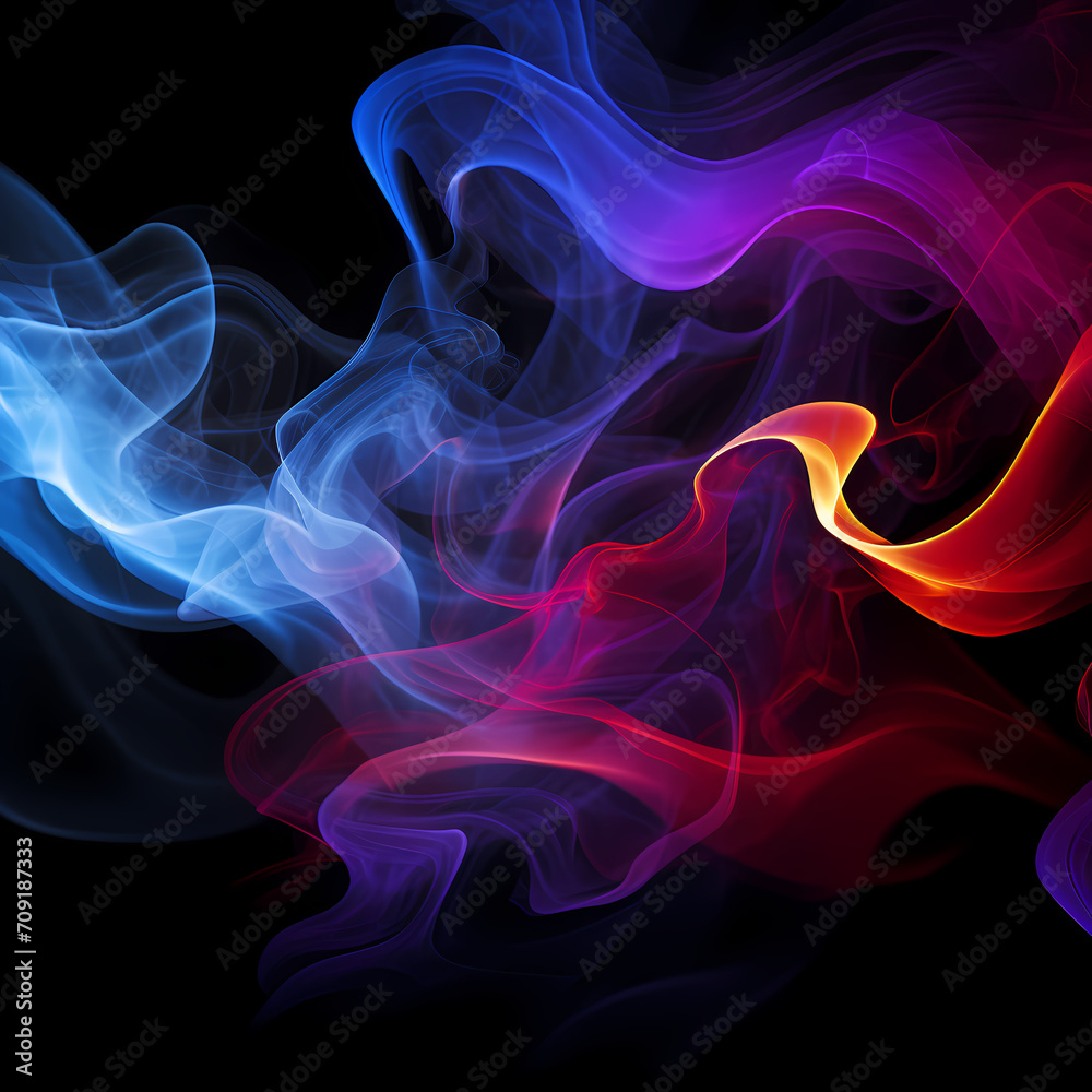 Abstract swirls of smoke on a black background.